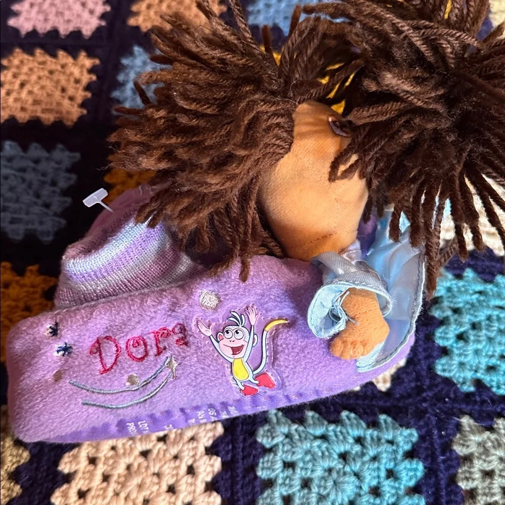 Dora the Explorer Plush Slippers Ice Princess Size 9/10 Kids Purple Doll Shoes